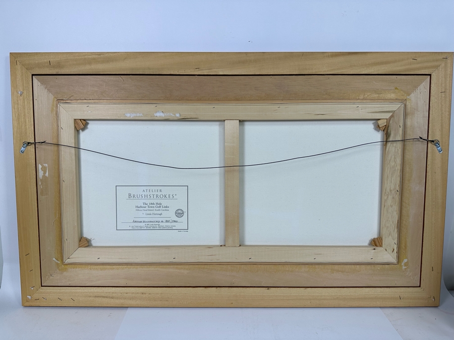 Linda Hartough Hand Signed Atelier Brushstrokes Hand Enhanced Limited Edition Print Titled 'The 18th Hole, Harbour Town Golf Links, Hilton Head' Numbered 182 Of 980 On Canvas 36 X 17 Framed 46.5 X 28 [Photo 12]