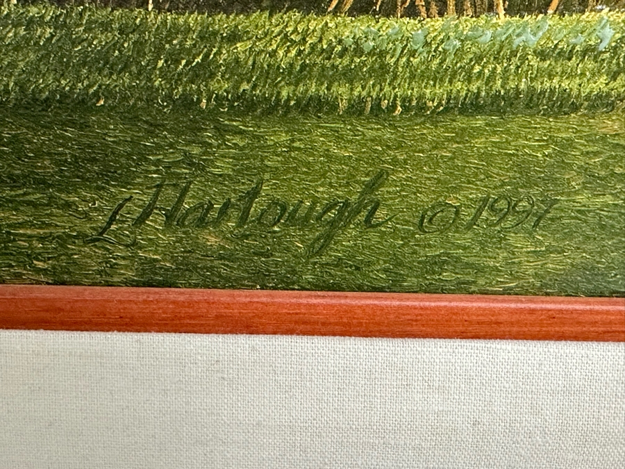Linda Hartough Hand Signed Atelier Brushstrokes Hand Enhanced Limited Edition Print Titled 'The 18th Hole, Harbour Town Golf Links, Hilton Head' Numbered 182 Of 980 On Canvas 36 X 17 Framed 46.5 X 28 [Photo 11]