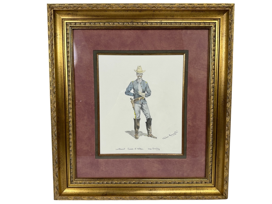 Frederic Remington Print Of Lieutenant James M. Watson 10th Cavalry 10.5 X 12.5 Framed 22.5 X 24.5 [Photo 2]
