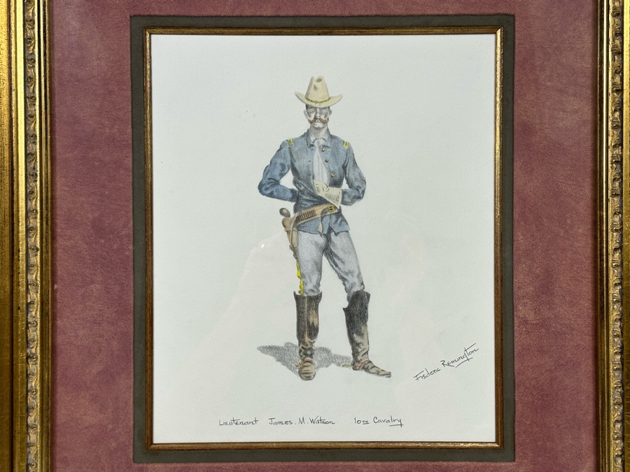 Frederic Remington Print Of Lieutenant James M. Watson 10th Cavalry 10.5 X 12.5 Framed 22.5 X 24.5 [Photo 1]