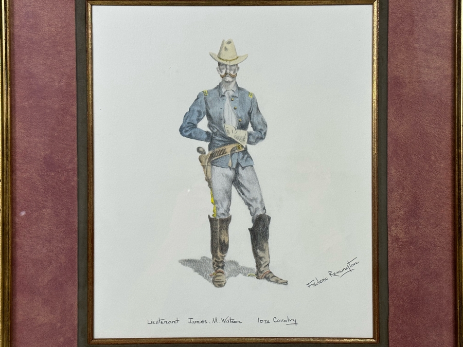 Frederic Remington Print Of Lieutenant James M. Watson 10th Cavalry 10.5 X 12.5 Framed 22.5 X 24.5 [Photo 4]