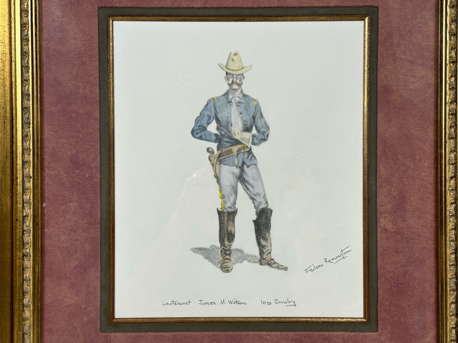 Frederic Remington Print Of Lieutenant James M. Watson 10th Cavalry 10.5 X 12.5 Framed 22.5 X 24.5 [Photo 3]