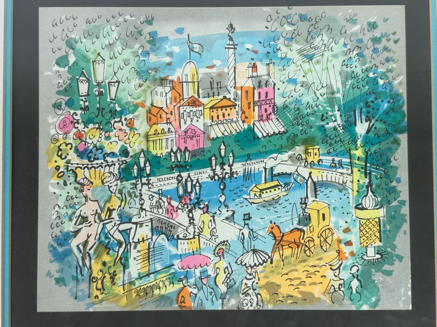 Charles Cobelle (1902-1994, French) Signed Limited Edition Lithographs Titled 'Le Pont' And 'Rue De La Paix' 9 X 11 Framed 20 X 22 [Photo 7]