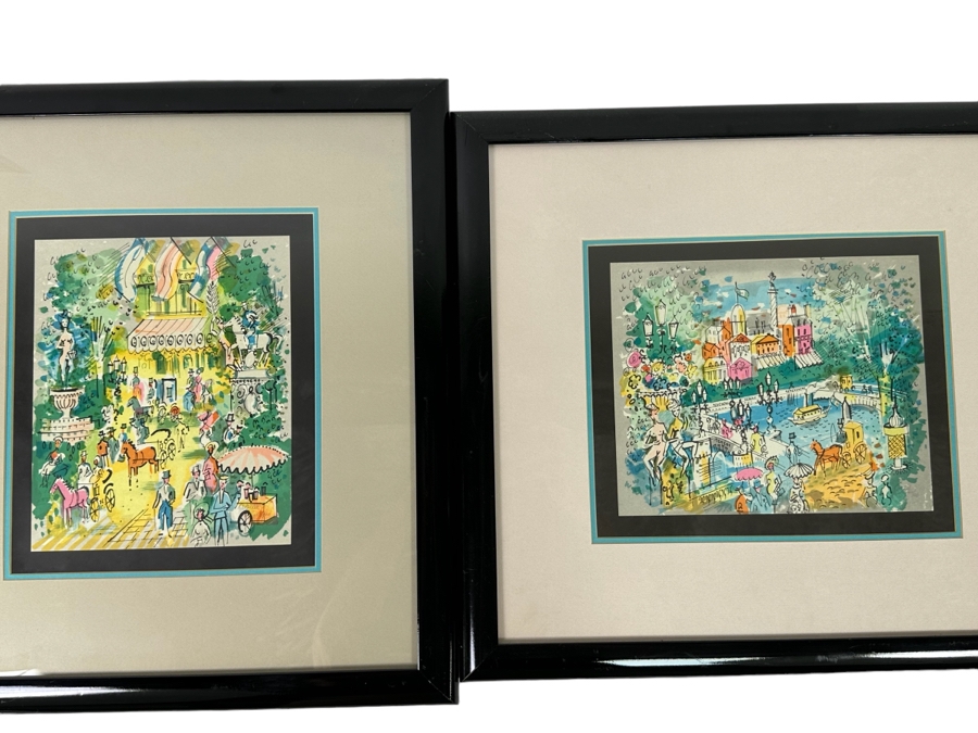 Charles Cobelle (1902-1994, French) Signed Limited Edition Lithographs Titled 'Le Pont' And 'Rue De La Paix' 9 X 11 Framed 20 X 22 [Photo 2]