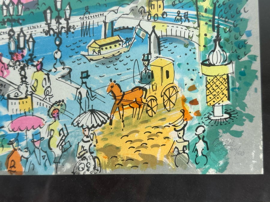 Charles Cobelle (1902-1994, French) Signed Limited Edition Lithographs Titled 'Le Pont' And 'Rue De La Paix' 9 X 11 Framed 20 X 22 [Photo 10]