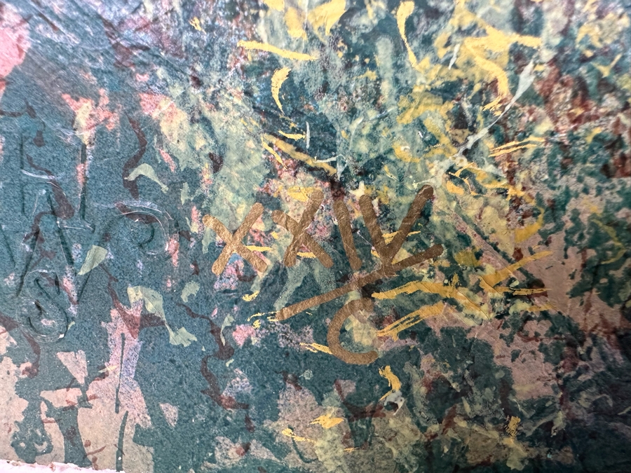 Signed Mixed Media Still Life Painting On Paper Signed Chinese/Korean Signature Illegible In Lower Right 32 X 32 [Photo 8]