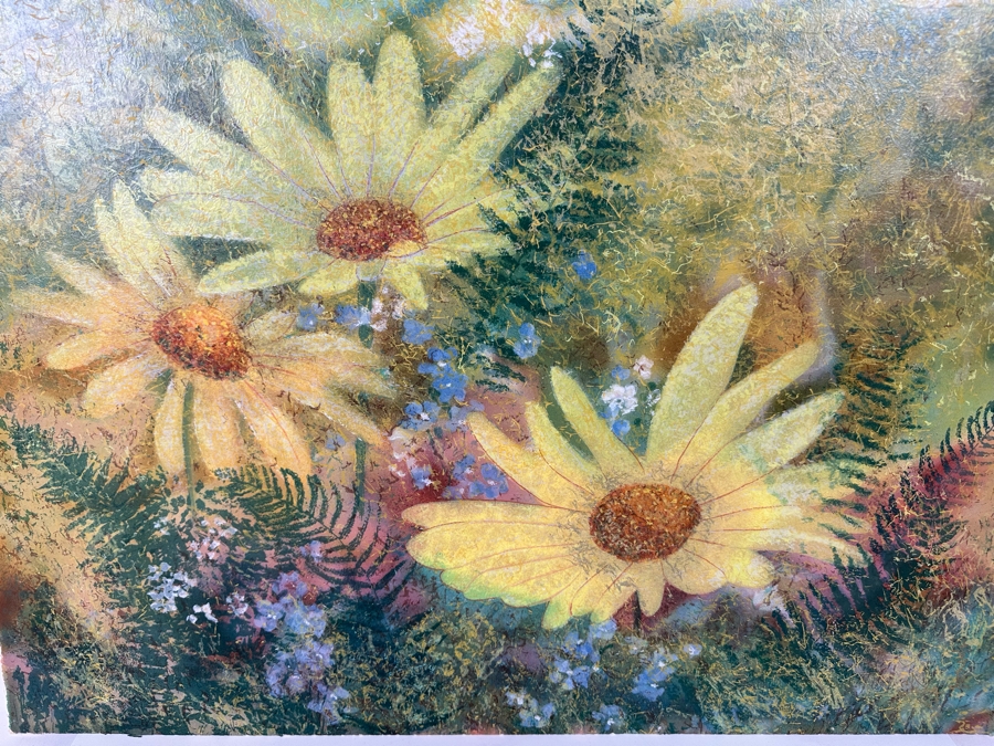 Signed Mixed Media Still Life Painting On Paper Signed Chinese/Korean Signature Illegible In Lower Right 32 X 32 [Photo 5]