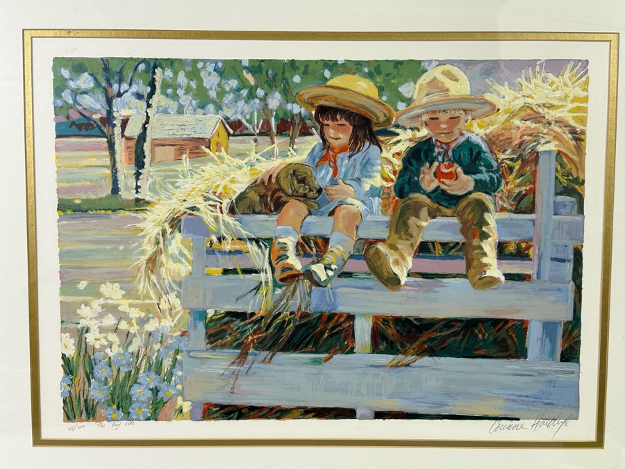 Corinne Hartley Signed Limited Edition Print Titled 'The Hay Ride' Numbered 46 Of 300 21.5 X 15.5 Framed 31.5 X 25.5 [Photo 1]