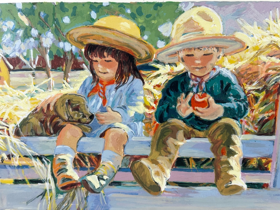 Corinne Hartley Signed Limited Edition Print Titled 'The Hay Ride' Numbered 46 Of 300 21.5 X 15.5 Framed 31.5 X 25.5 [Photo 4]