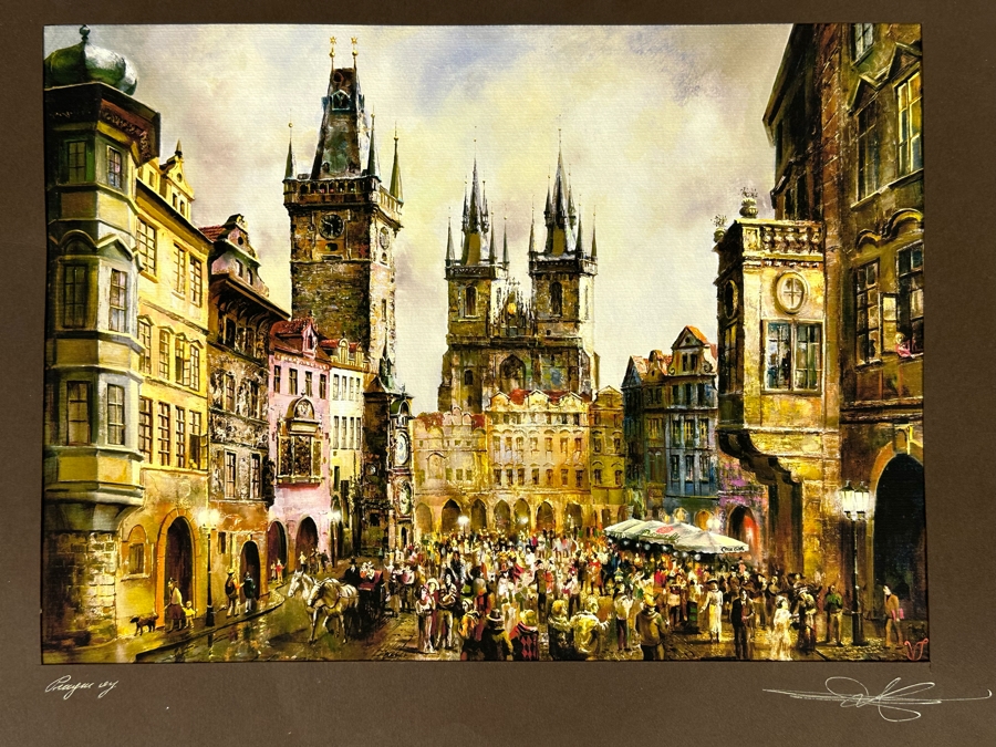 Vasilij Tjutjunnik Remarkable Russian Painting On Paper Of Prague Signed On Front And Verso 15.5 X 11 [Photo 2]