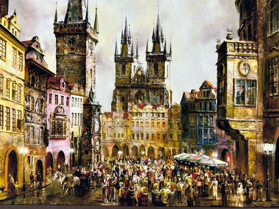 Vasilij Tjutjunnik Remarkable Russian Painting On Paper Of Prague Signed On Front And Verso 15.5 X 11 [Photo 3]