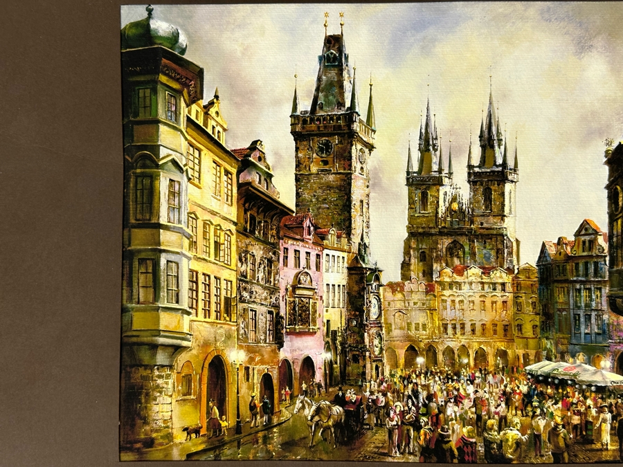 Vasilij Tjutjunnik Remarkable Russian Painting On Paper Of Prague Signed On Front And Verso 15.5 X 11 [Photo 4]
