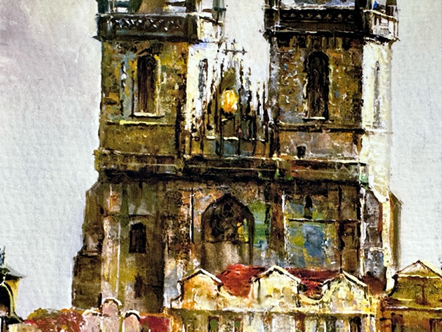 Vasilij Tjutjunnik Remarkable Russian Painting On Paper Of Prague Signed On Front And Verso 15.5 X 11 [Photo 18]