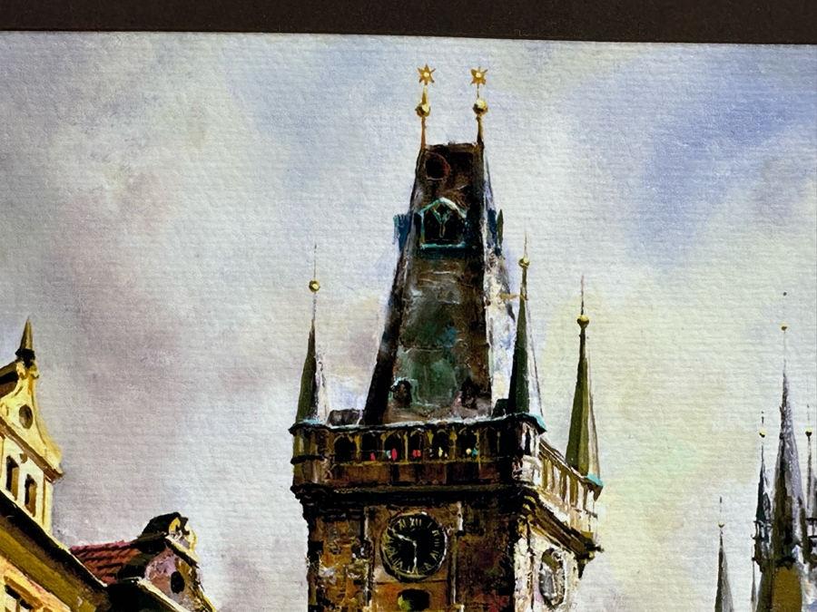 Vasilij Tjutjunnik Remarkable Russian Painting On Paper Of Prague Signed On Front And Verso 15.5 X 11 [Photo 7]