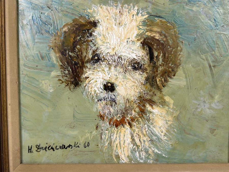 Original 1960 Mid-Century Abstract Dog Portrait Signature Illegible 14.5 X 11.5 Framed 17 X 14 [Photo 5]