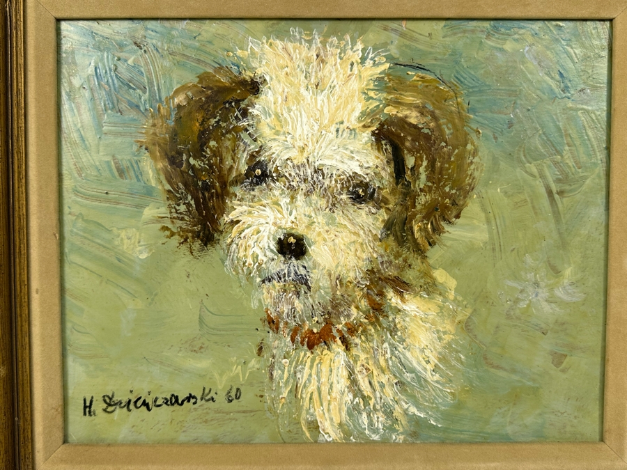 Original 1960 Mid-Century Abstract Dog Portrait Signature Illegible 14.5 X 11.5 Framed 17 X 14 [Photo 4]