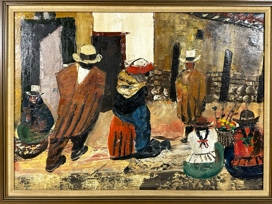 Amilcar Salomon Zorrilla Cusco (B. 1925, Peruvian) Signed Original Oil Painting On Canvas Dated 1982 28.5 X 20.5 Framed 32.5 X 24.5 [Photo 5]