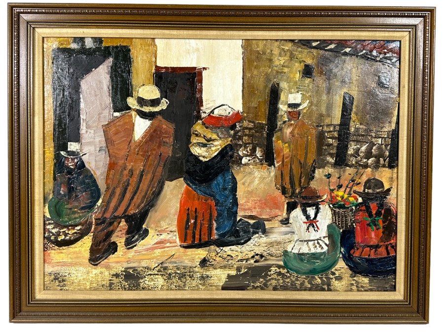 Amilcar Salomon Zorrilla Cusco (B. 1925, Peruvian) Signed Original Oil Painting On Canvas Dated 1982 28.5 X 20.5 Framed 32.5 X 24.5 [Photo 2]
