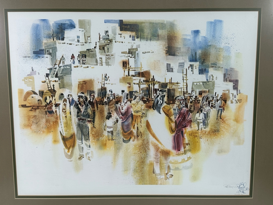 Robert Gray (1929-2011, California) Signed With Illustration Limited Edition Print Titled 'El Pueblo Grande' Dated 1984 Numbered 11 Of 250 24 X 19 Framed 32 X 27 [Photo 1]