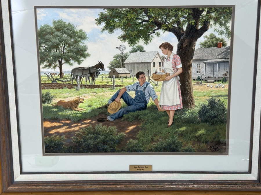 Marvin Nye (1910-2005, Kansas) Signed Original Watercolor And Gouache Drawing On Paper Titled 'Just Starting Out' Dated 1988 21.5 X 18 Framed 36 X 30 [Photo 3]