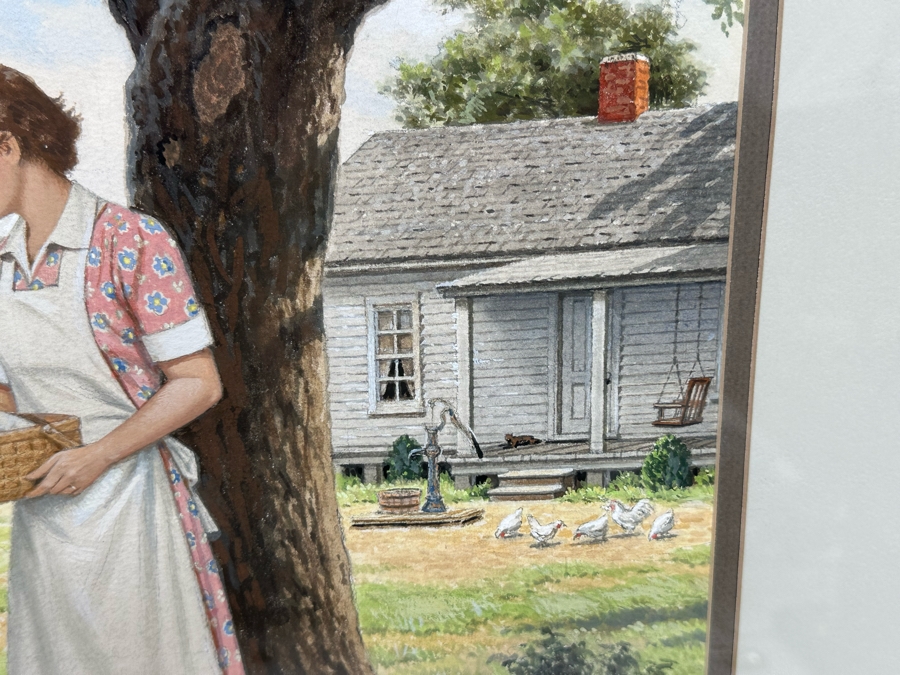 Marvin Nye (1910-2005, Kansas) Signed Original Watercolor And Gouache Drawing On Paper Titled 'Just Starting Out' Dated 1988 21.5 X 18 Framed 36 X 30 [Photo 14]