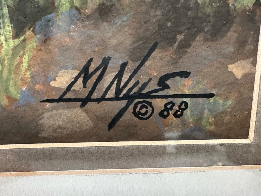 Marvin Nye (1910-2005, Kansas) Signed Original Watercolor And Gouache Drawing On Paper Titled 'Just Starting Out' Dated 1988 21.5 X 18 Framed 36 X 30 [Photo 16]