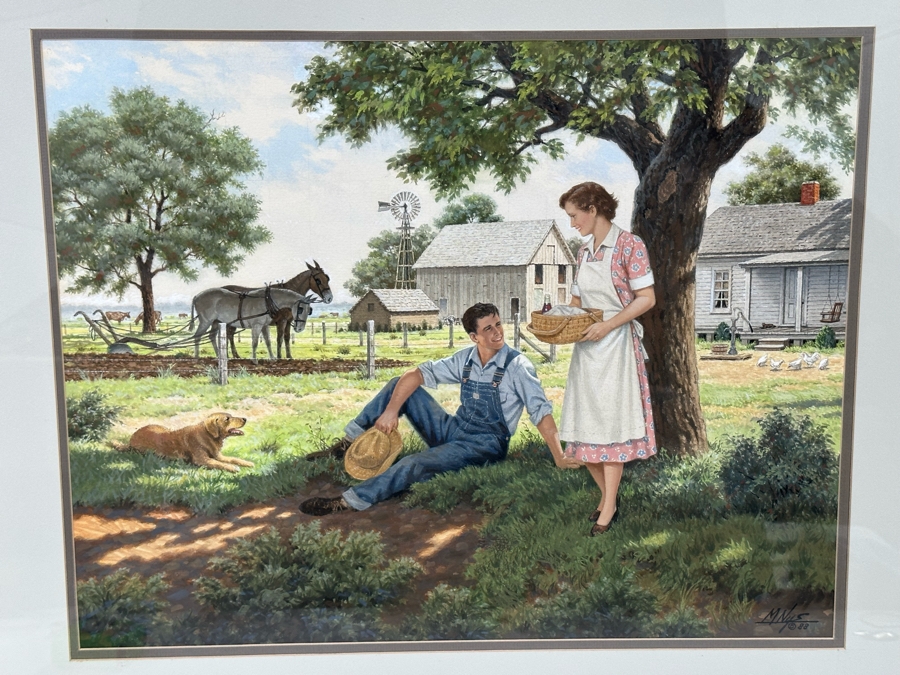 Marvin Nye (1910-2005, Kansas) Signed Original Watercolor And Gouache Drawing On Paper Titled 'Just Starting Out' Dated 1988 21.5 X 18 Framed 36 X 30 [Photo 5]