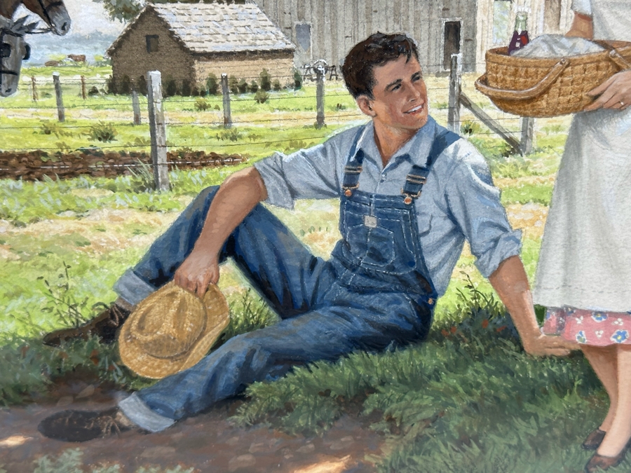 Marvin Nye (1910-2005, Kansas) Signed Original Watercolor And Gouache Drawing On Paper Titled 'Just Starting Out' Dated 1988 21.5 X 18 Framed 36 X 30 [Photo 9]