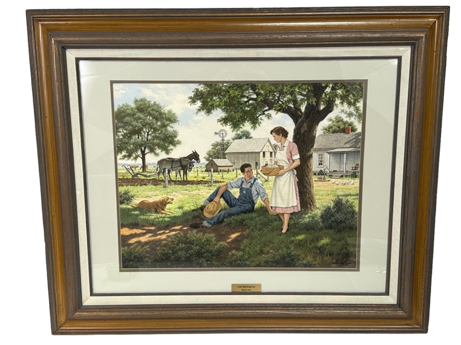 Marvin Nye (1910-2005, Kansas) Signed Original Watercolor And Gouache Drawing On Paper Titled 'Just Starting Out' Dated 1988 21.5 X 18 Framed 36 X 30 [Photo 2]