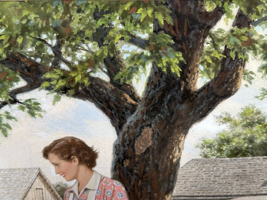 Marvin Nye (1910-2005, Kansas) Signed Original Watercolor And Gouache Drawing On Paper Titled 'Just Starting Out' Dated 1988 21.5 X 18 Framed 36 X 30 [Photo 22]