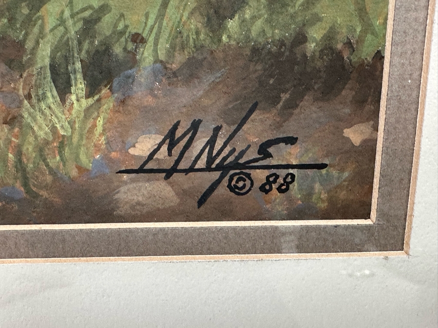 Marvin Nye (1910-2005, Kansas) Signed Original Watercolor And Gouache Drawing On Paper Titled 'Just Starting Out' Dated 1988 21.5 X 18 Framed 36 X 30 [Photo 15]