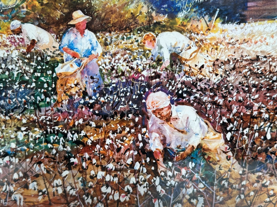 Jack Clouse DeLoney (B. 1940, Alabama) Signed Limited Edition Artists Proof Print Titled 'Yesterday's Cotton' Numbered 16 Of 100 Dated 1989 26 X 18 Framed 34.5 X 27.5 [Photo 6]