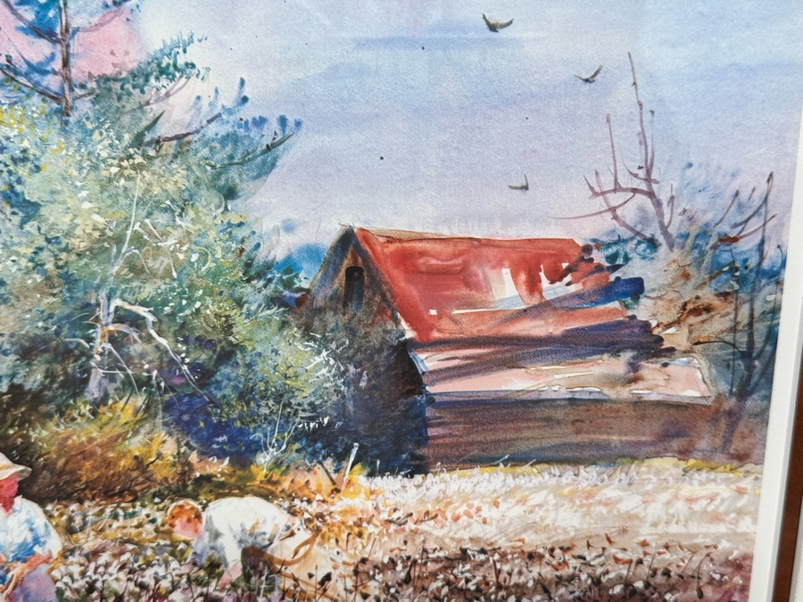 Jack Clouse DeLoney (B. 1940, Alabama) Signed Limited Edition Artists Proof Print Titled 'Yesterday's Cotton' Numbered 16 Of 100 Dated 1989 26 X 18 Framed 34.5 X 27.5 [Photo 7]