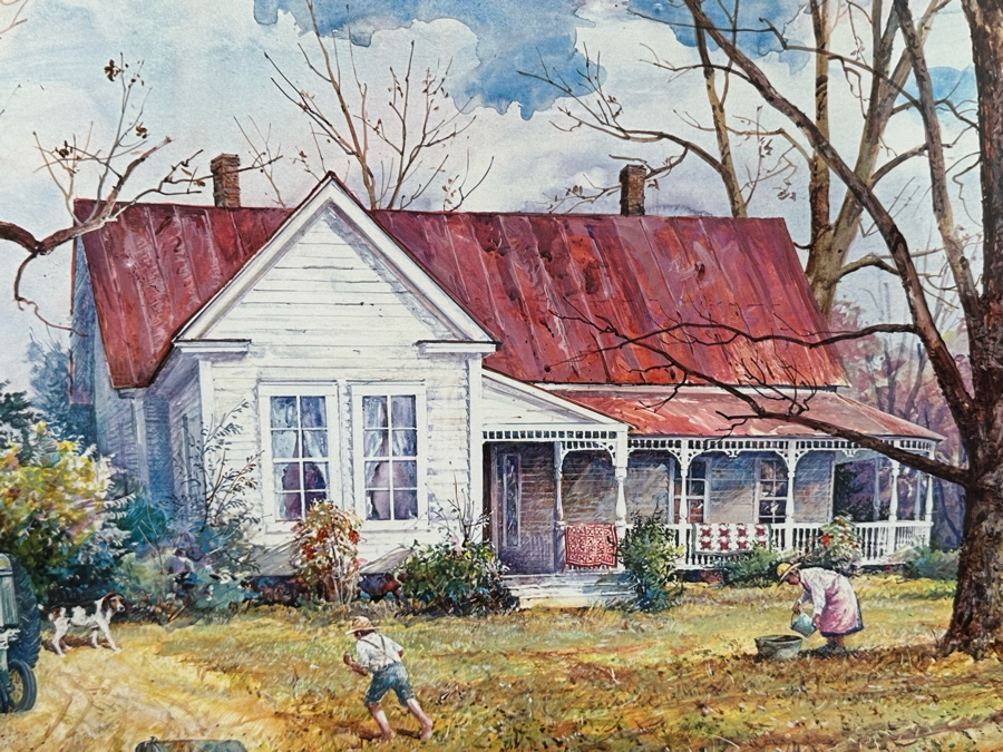 Jack Clouse DeLoney (B. 1940, Alabama) Signed Limited Edition Artists Proof Print Titled 'Here At Home' Numbered 25 Of 100 Dated 1993 29 X 22 Framed 39 X 31.5 [Photo 7]