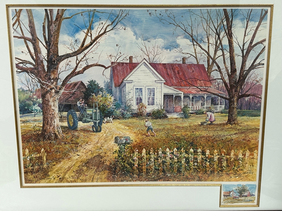 Jack Clouse DeLoney (B. 1940, Alabama) Signed Limited Edition Artists Proof Print Titled 'Here At Home' Numbered 25 Of 100 Dated 1993 29 X 22 Framed 39 X 31.5 [Photo 1]