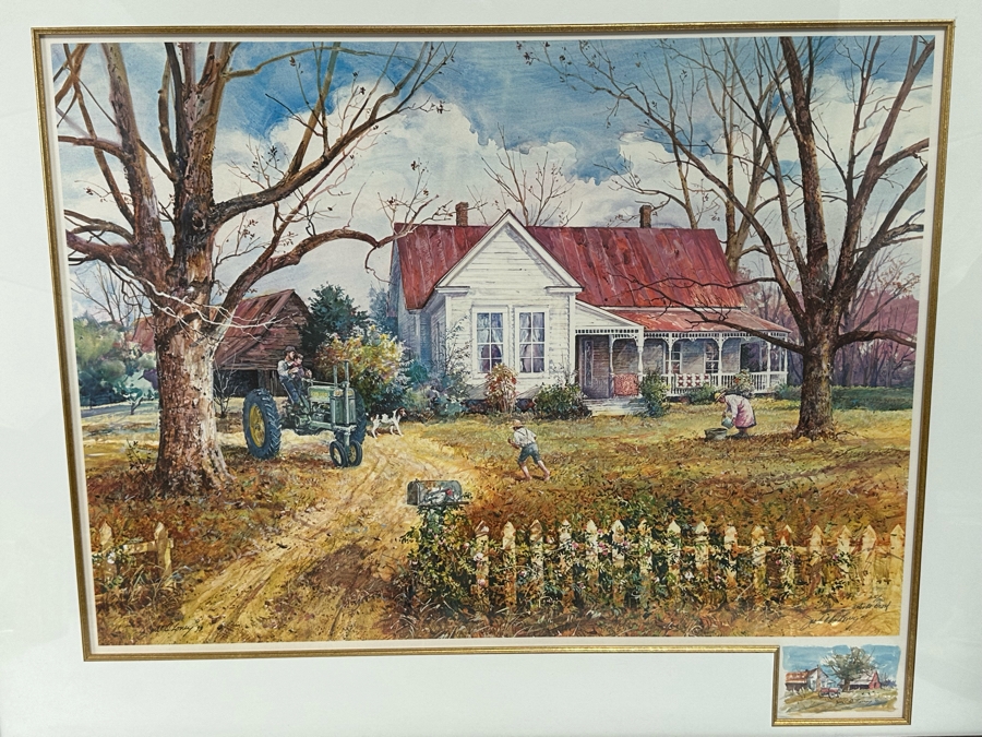 Jack Clouse DeLoney (B. 1940, Alabama) Signed Limited Edition Artists Proof Print Titled 'Here At Home' Numbered 25 Of 100 Dated 1993 29 X 22 Framed 39 X 31.5 [Photo 3]