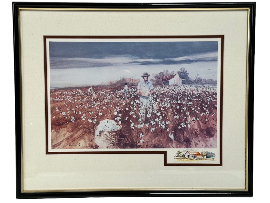 Jack Clouse DeLoney (B. 1940, Alabama) Signed Limited Edition Print Titled 'Scrappin' Cotton' Numbered 15 X 10 Framed 21 X 17 [Photo 2]