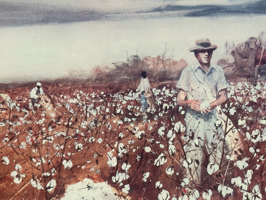 Jack Clouse DeLoney (B. 1940, Alabama) Signed Limited Edition Print Titled 'Scrappin' Cotton' Numbered 15 X 10 Framed 21 X 17 [Photo 4]