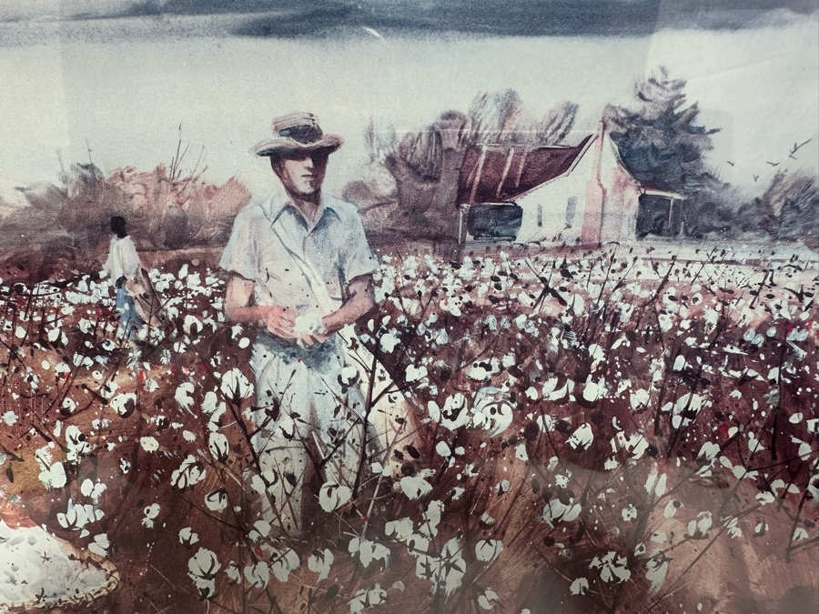 Jack Clouse DeLoney (B. 1940, Alabama) Signed Limited Edition Print Titled 'Scrappin' Cotton' Numbered 15 X 10 Framed 21 X 17 [Photo 6]