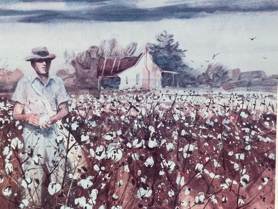 Jack Clouse DeLoney (B. 1940, Alabama) Signed Limited Edition Print Titled 'Scrappin' Cotton' Numbered 15 X 10 Framed 21 X 17 [Photo 5]