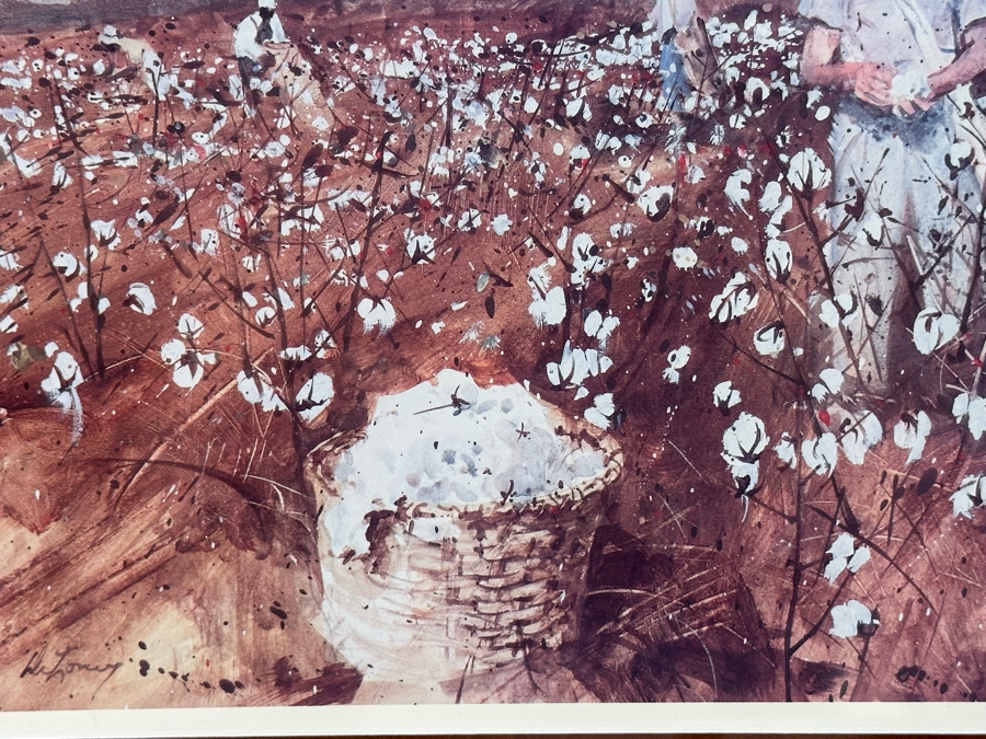 Jack Clouse DeLoney (B. 1940, Alabama) Signed Limited Edition Print Titled 'Scrappin' Cotton' Numbered 15 X 10 Framed 21 X 17 [Photo 3]