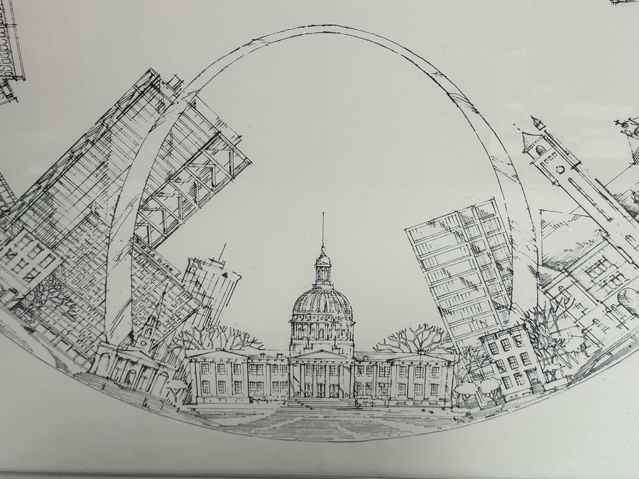 John Pils Signed On Verso Framed Print St Louis MO In The Round Framed 23 X 22.5 [Photo 4]