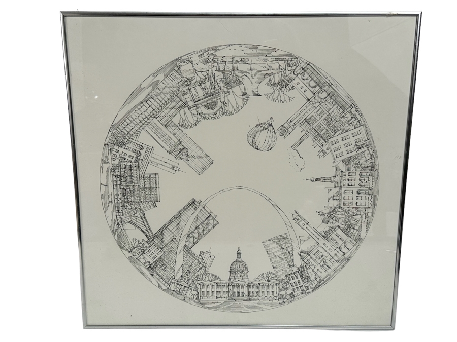 John Pils Signed On Verso Framed Print St Louis MO In The Round Framed 23 X 22.5 [Photo 2]