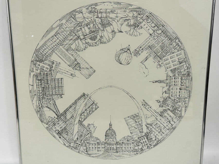 John Pils Signed On Verso Framed Print St Louis MO In The Round Framed 23 X 22.5 [Photo 1]