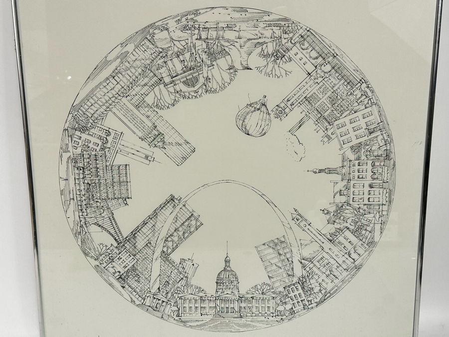 John Pils Signed On Verso Framed Print St Louis MO In The Round Framed 23 X 22.5 [Photo 3]