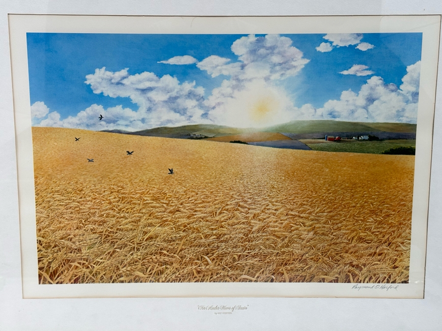 Raymond O. Hosford Signed Print Titled 'For Amber Waves Of Grain' Dated 1973 25 X 18.5 Framed 34 X 27