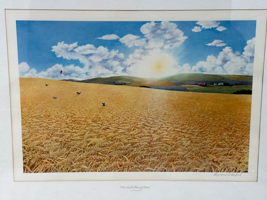 Raymond O. Hosford Signed Print Titled 'For Amber Waves Of Grain' Dated 1973 25 X 18.5 Framed 34 X 27 [Photo 3]