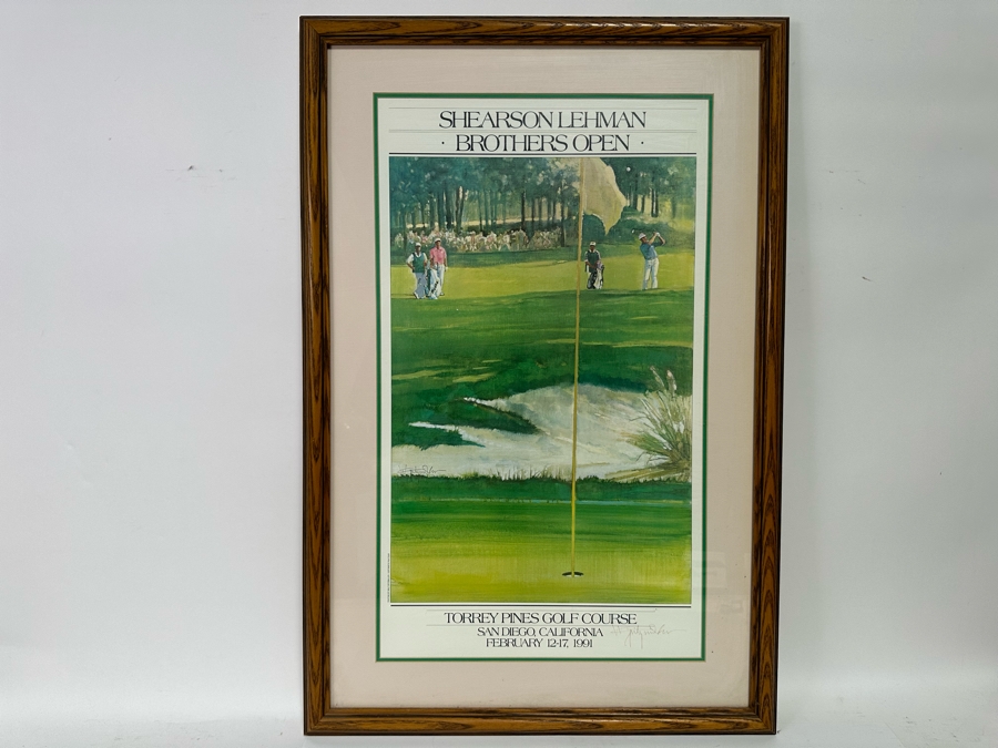 Hand Signed Poster From The Shearson Lehman Brothers Open At Torrey Pines Golf Course San Diego, CA 1991 Signed By Artist Walt Spitzmiller 15 X 27 Framed 22.5 X 33.5 [Photo 2]