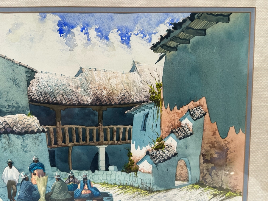 Original Peruvian Watercolor Painting Signed ORE 1983 19W X 12.5H Framed 25 X 18 [Photo 8]