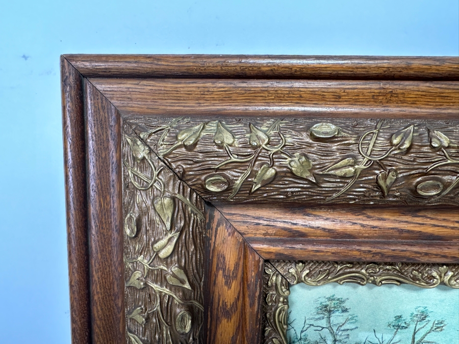 Original Unsigned Artwork 19.5 X 16 In Antique Wooden Framed 31 X 27 [Photo 3]
